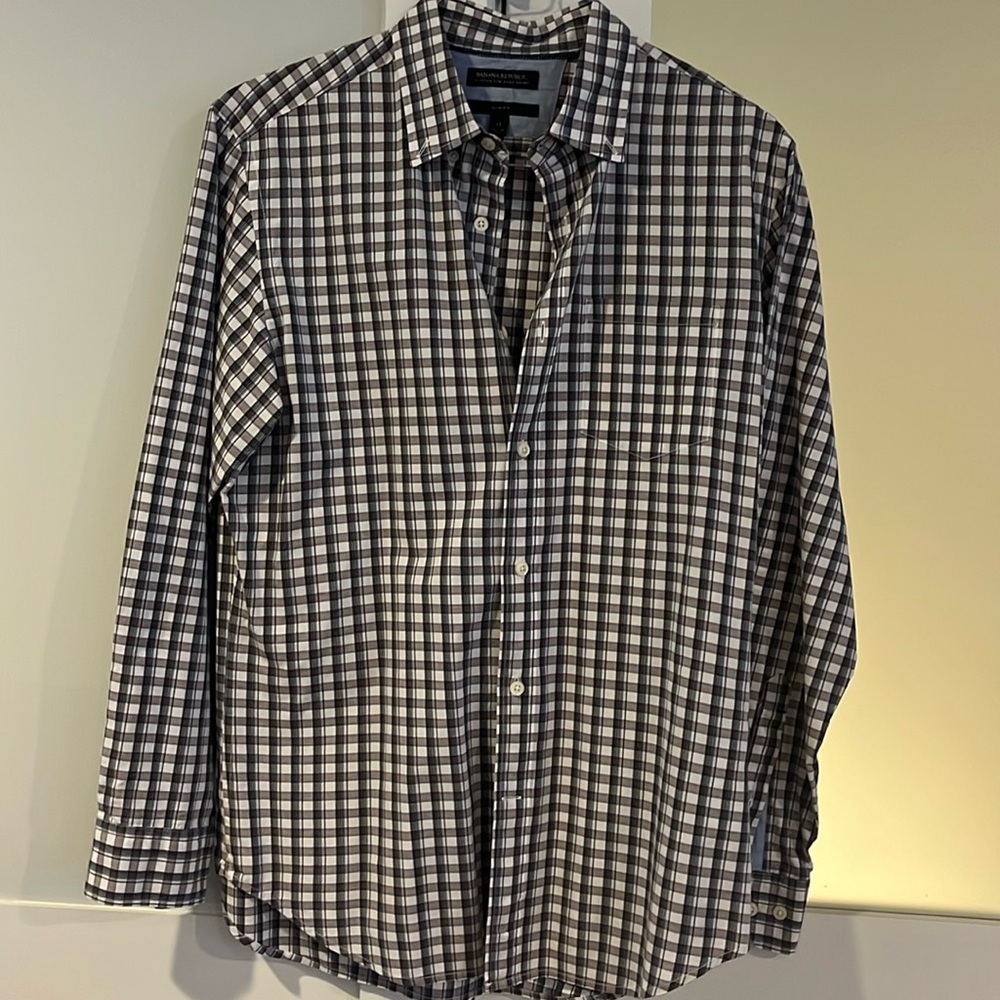 Banana Republic Slim Fit Men’s Button Down Plaid Long Sleeve Shirt Size Medium